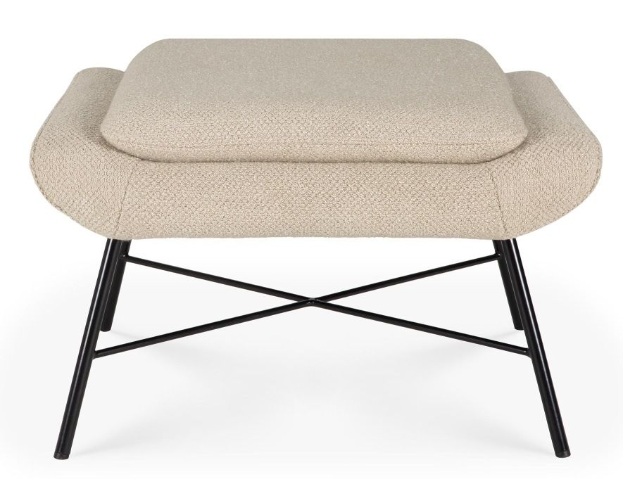 Barrow Fußhocker von Ethnicraft: Beiger Hocker mit schwarzem Metallgestell, ideal als Fußablage.