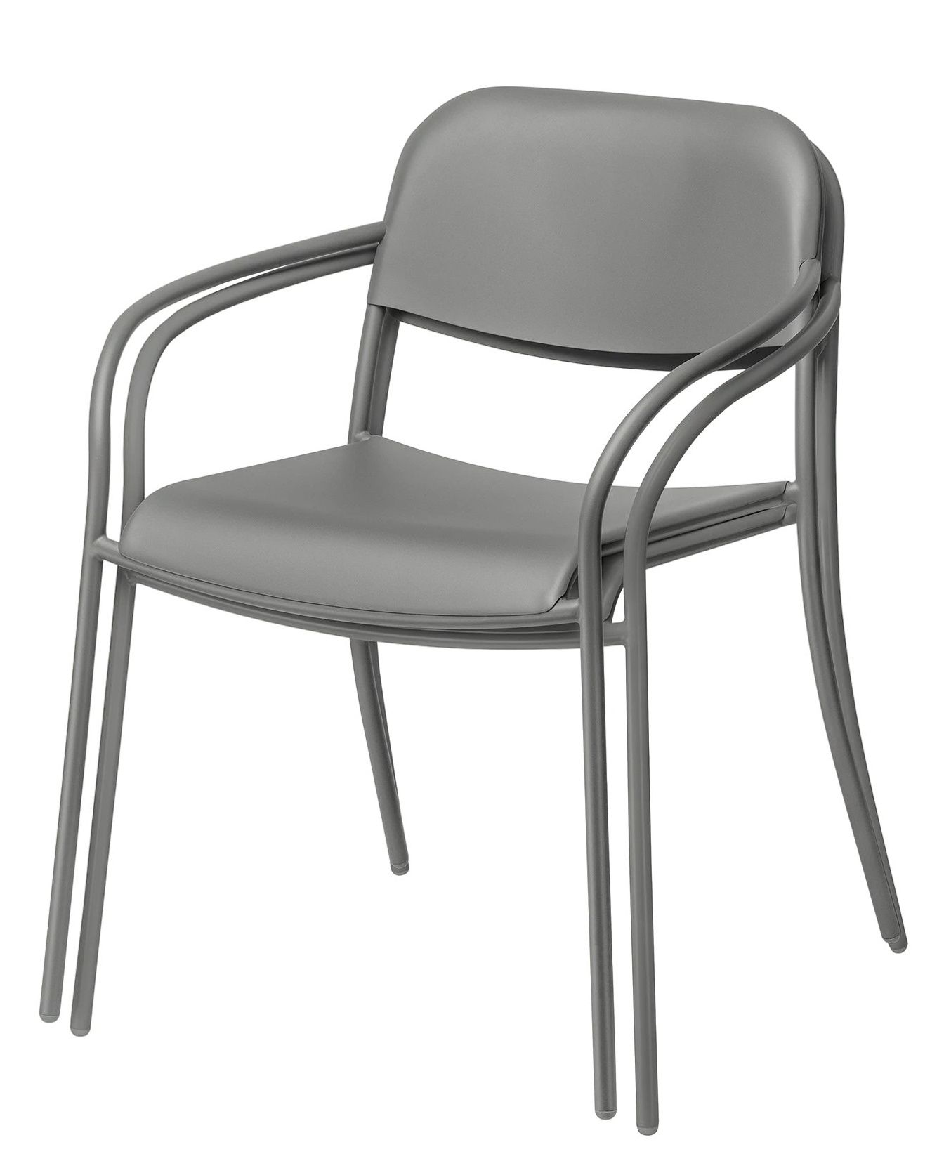 Blomus Yua Armlehnstuhl für den Außenbereich, moderner Gartenstuhl aus grauem Metall, bequemer Sitz.