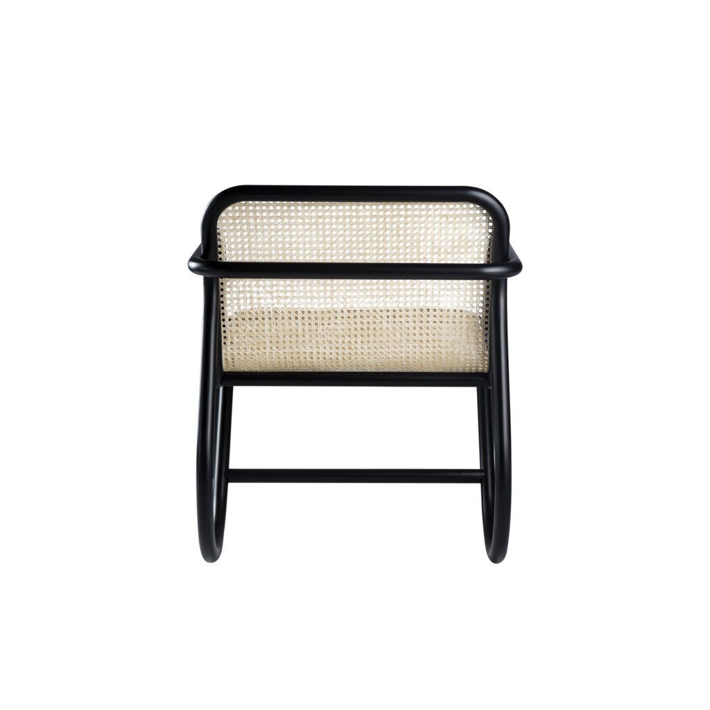 N. 200 Sessel von Wiener GTV Design mit schwarzem Gestell und Wiener Geflecht.