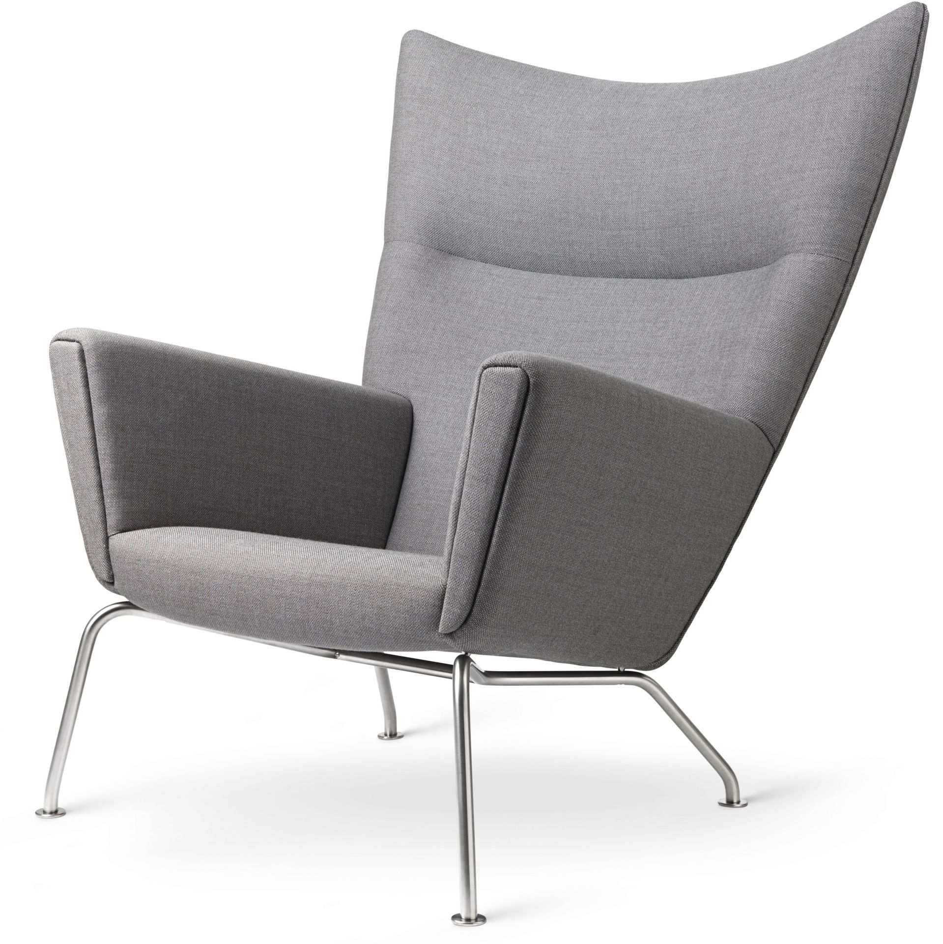Grauer CH445 Sessel von Carl Hansen & Søn mit Stahlgestell, modernes Design.