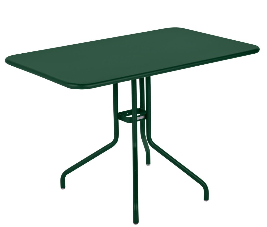 Grüner Pétale Tisch 110x70 cm von Fermob für den Außenbereich. Gartentisch aus Metall.
