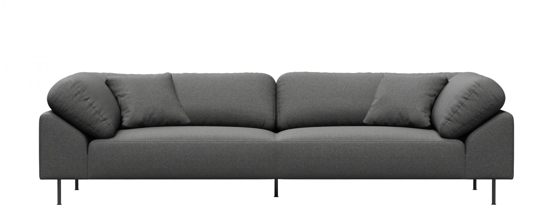 Graues Collar Sofa 3-Sitzer von Woud mit Kissen und schwarzen Füßen, modernes skandinavisches Design.