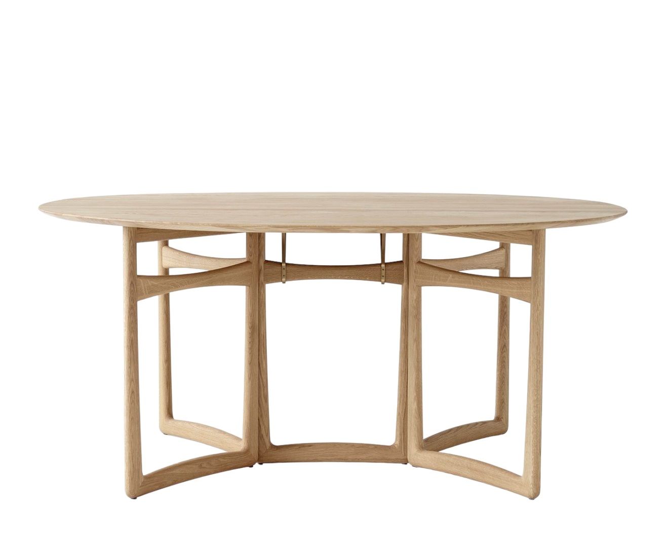 AndTradition Drop Leaf HM6 Esstisch aus Eichenholz, runder Tisch mit filigranem Holzgestell.