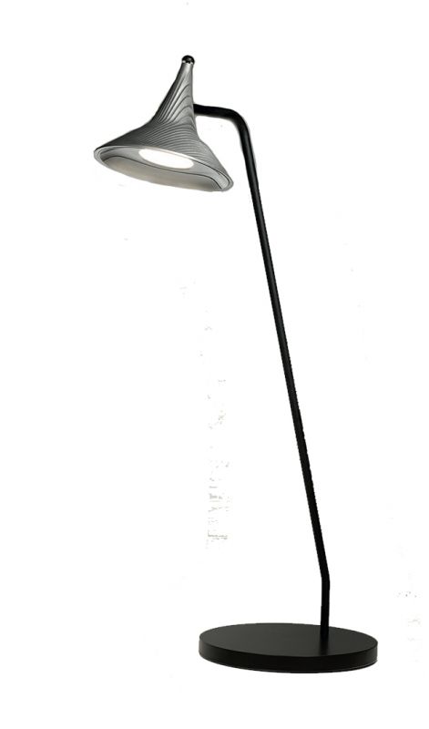 Unterlinden Table Tischleuchte von Artemide aus Aluminium, moderne Stehlampe mit schwarzem Fuß und Lampenschirm.