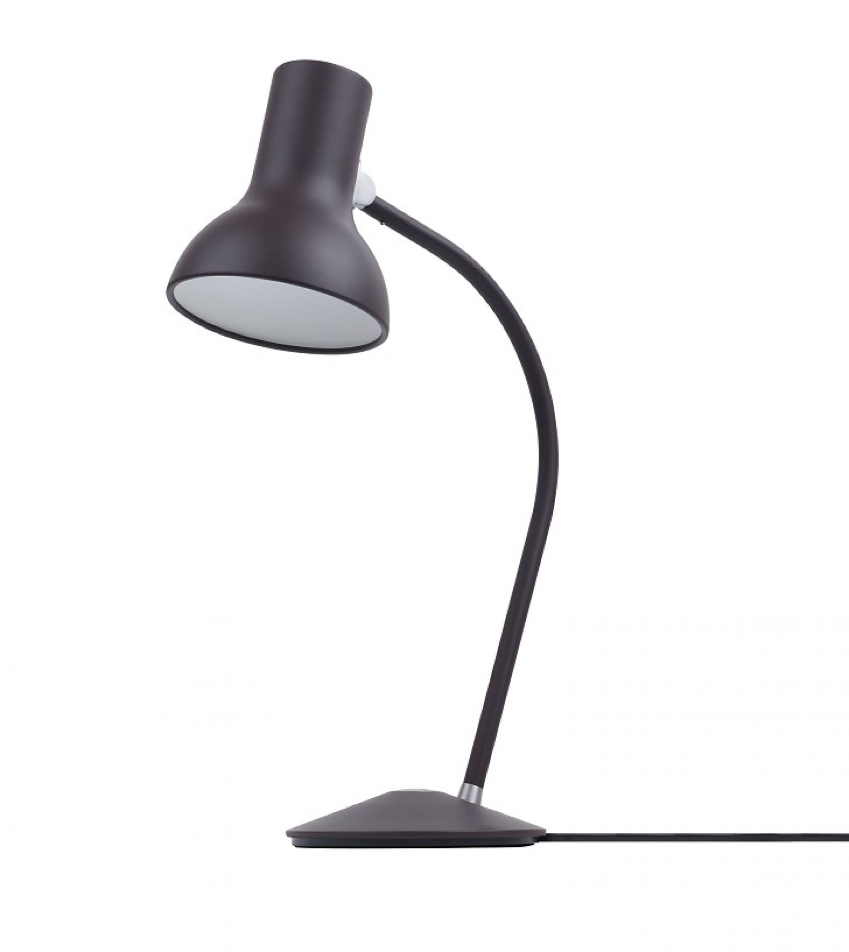 Anglepoise Type 75 Mini Tischleuchte in dunkler Ausführung, modernes Design für Schreibtisch und Nachttisch.