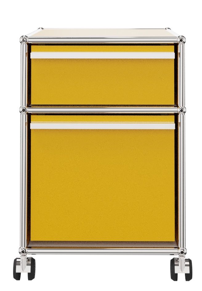 USM Haller Rollcontainer mit Hängeregistratur – goldgelb