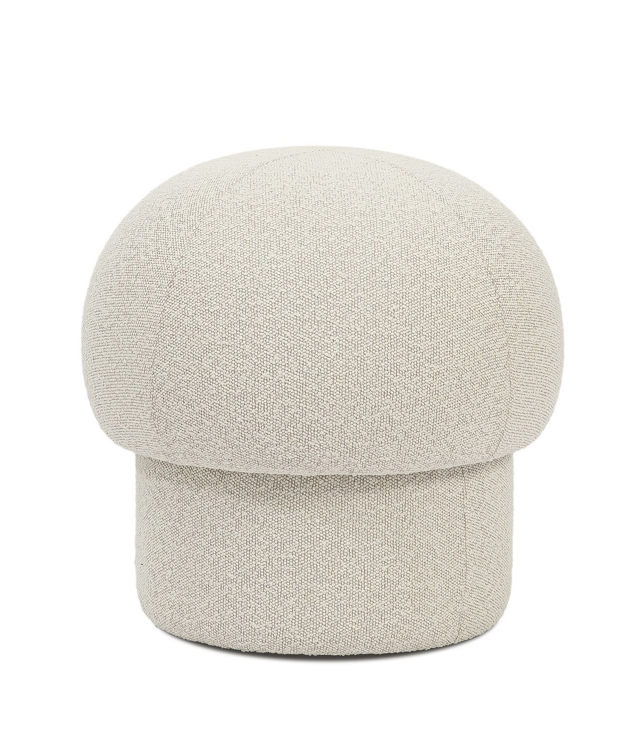 Cremefarbener Uno Pouf Hocker von Design House Stockholm, runder Sitzhocker mit Stoffbezug.