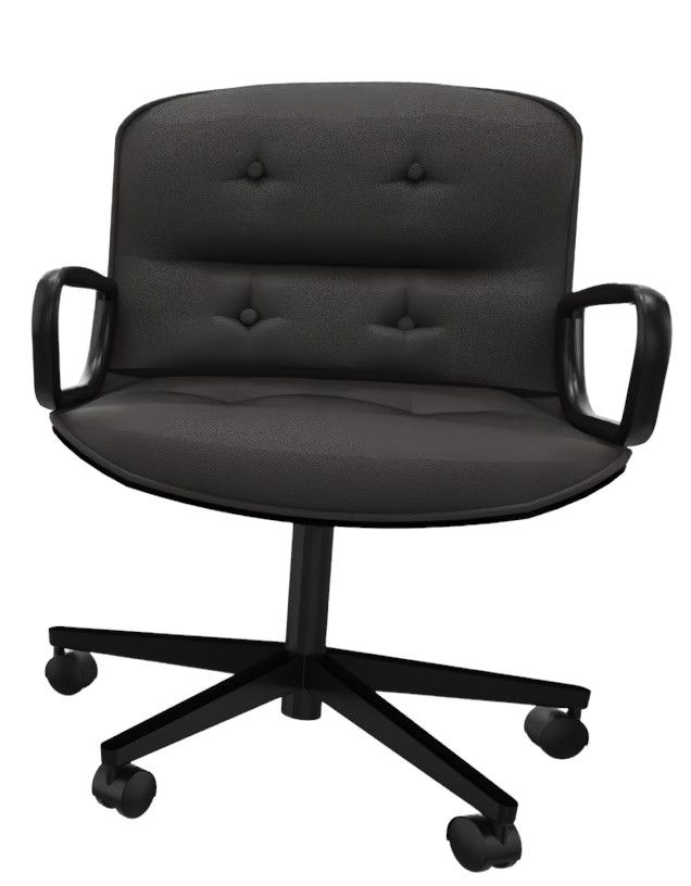 Schwarzer Pollock Drehstuhl von Knoll International mit Armlehnen und Rollen, Bürostuhl für das Büro.