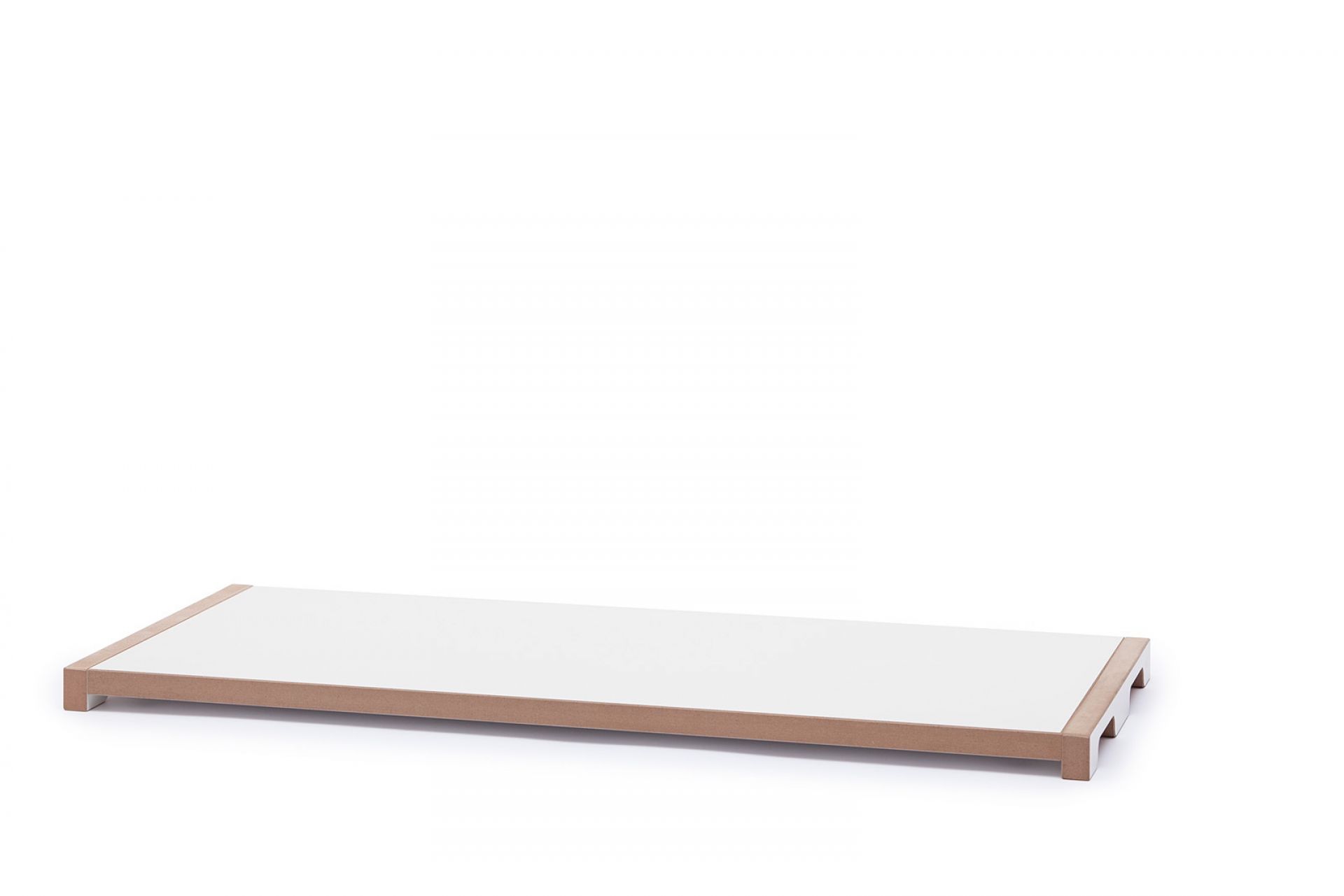 Tojo Schreib Deckel: Rechteckige Tischplatte in Weiß mit Holzrahmen, ideal als Schreibtisch-Erweiterung.