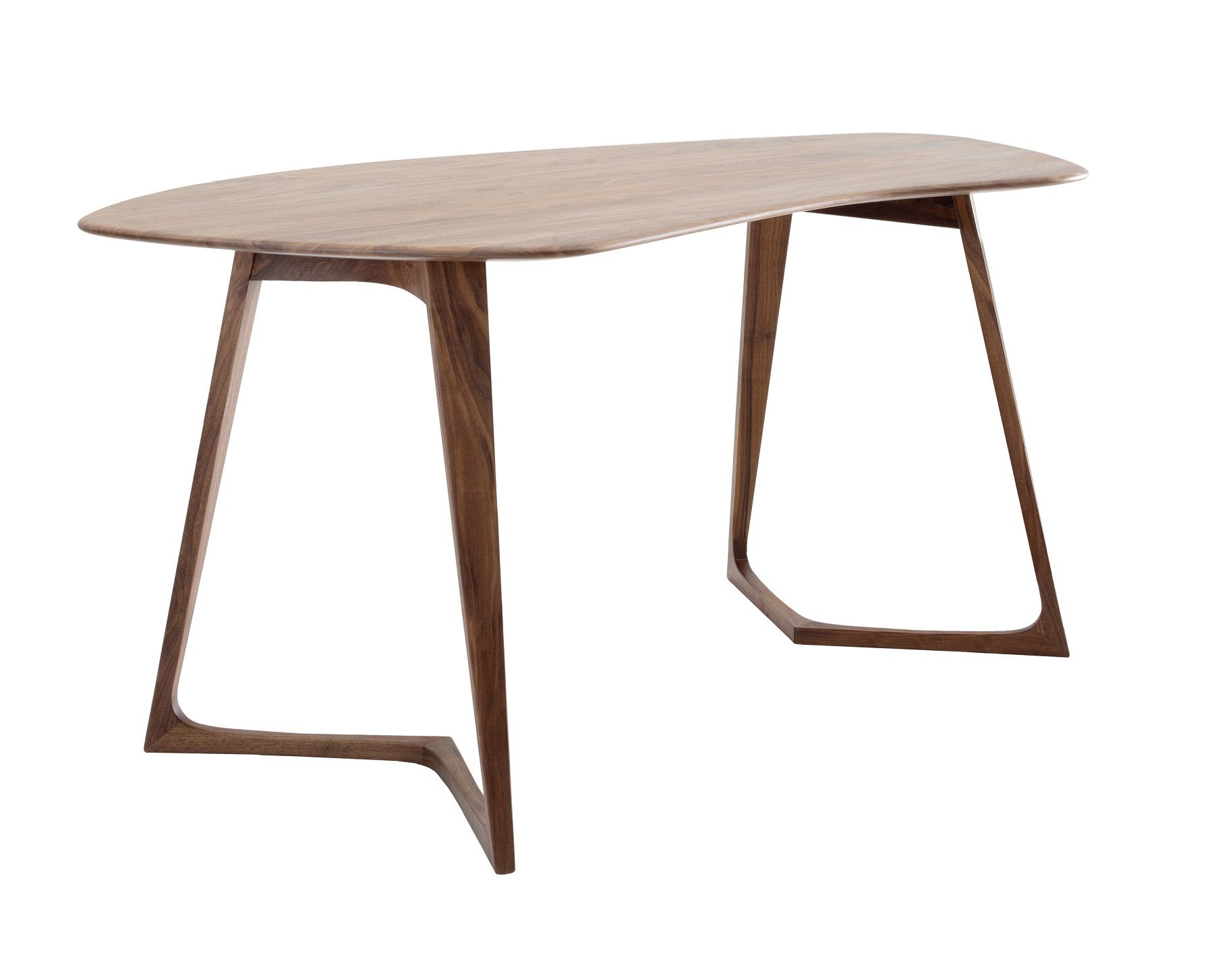 Twist Office Tisch aus Holz, moderner Schreibtisch mit abgerundeter Tischplatte und einzigartigem Gestell.