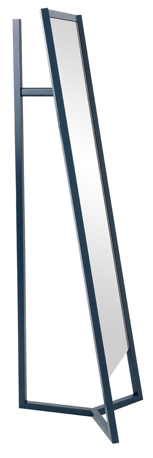 Blauer Schönbuch Club Standspiegel mit Garderobenfunktion und minimalistischem Design für Flur und Ankleide.