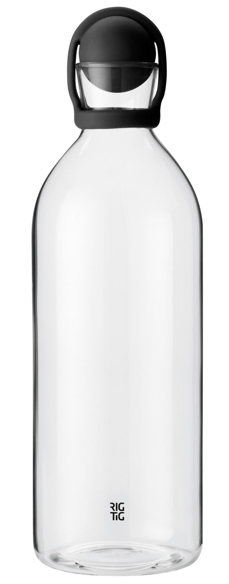 Klarglas Wasserkaraffe mit schwarzem Silikondeckel von RIG-TIG by Stelton. Kühl und stilvoll.