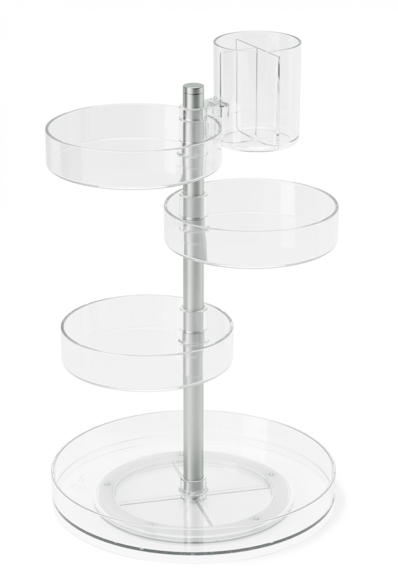 Umbra Pirouette Organizer: Drehbarer, transparenter Kosmetik Organizer mit Etagen und Stifthalter für Bad und Schminktisch.