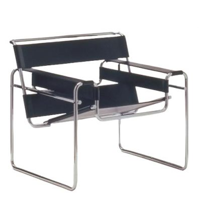 Wassily Sessel von Knoll International mit schwarzem Leder und verchromtem Stahlrohr Gestell. Designklassiker Bauhaus Stil.