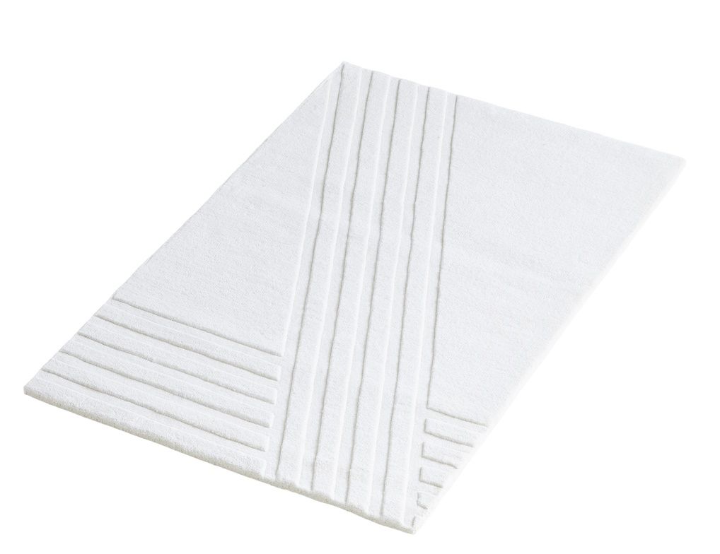 Weißer Kyoto Teppich (90x140 cm) von Woud mit geometrischen Linien für modernes Wohnen.