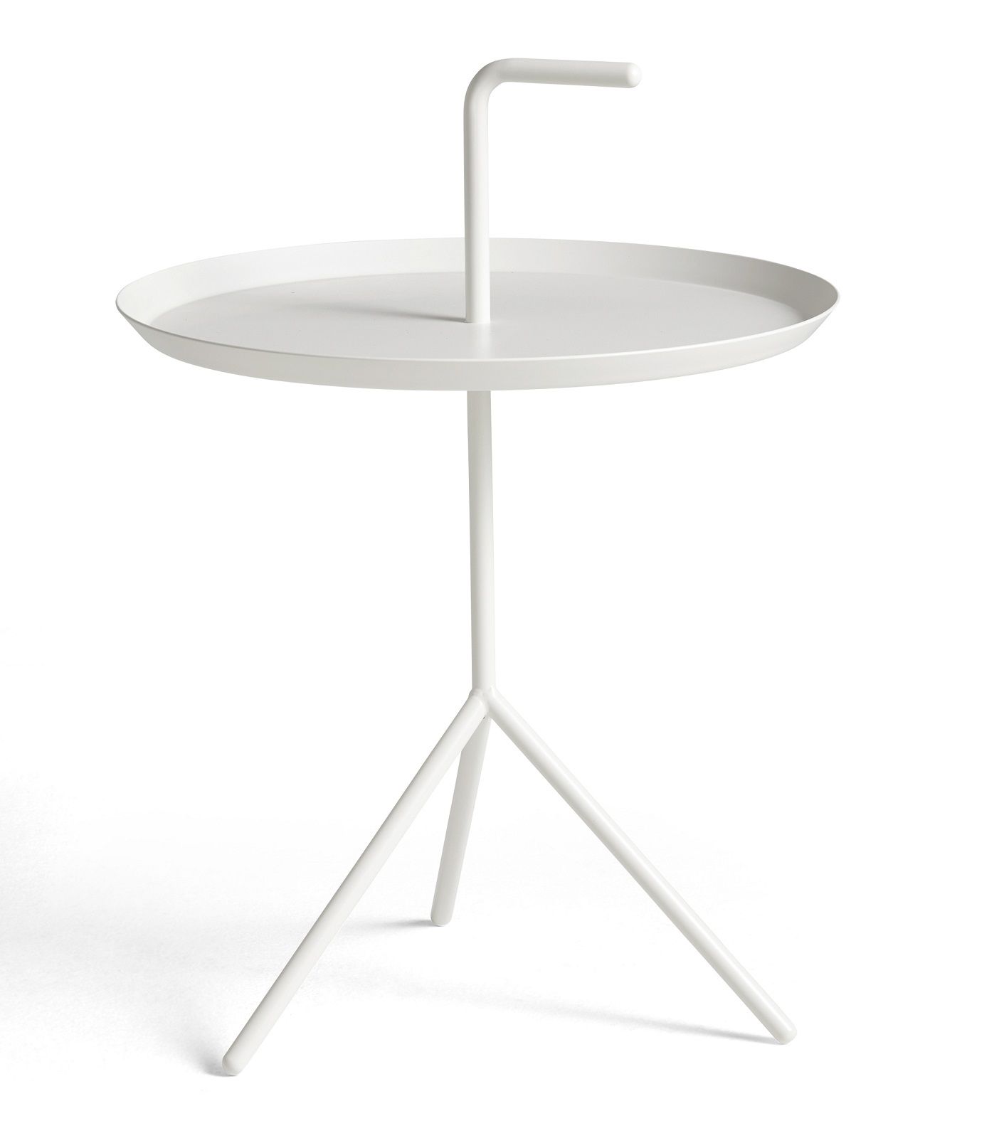 Weißer DLM Serviertisch von Hay mit rundem Tablett und Griff, modernes Möbeldesign.