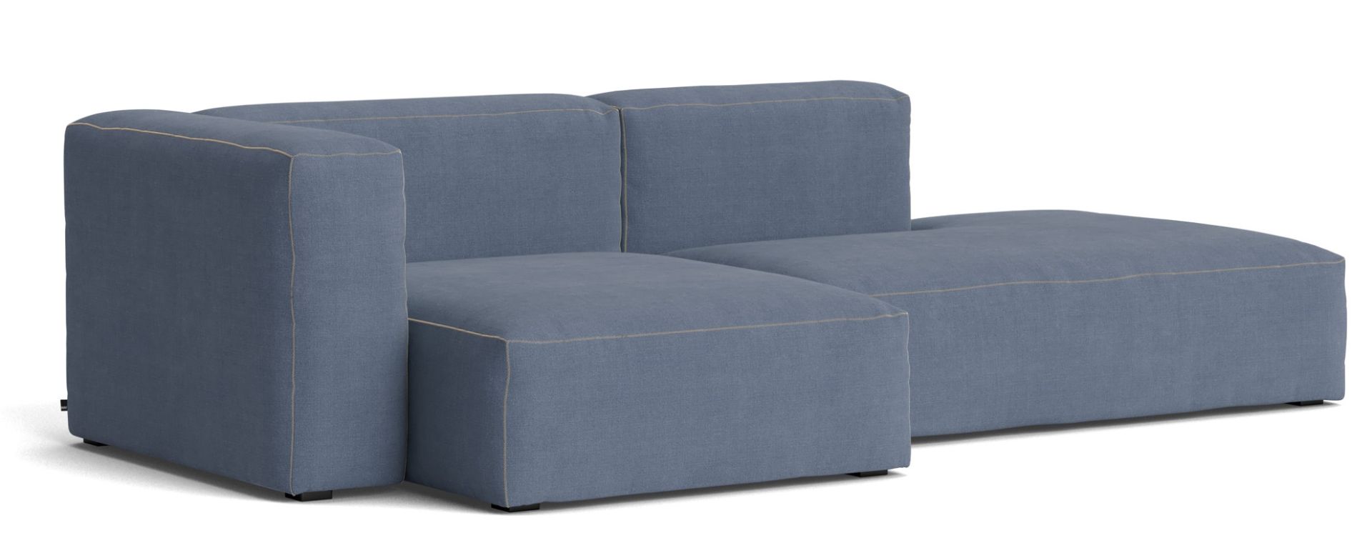 Blaues Mags Sofa von Hay, 2,5-Sitzer mit Armlehne links, modernes Design für Wohnzimmer.