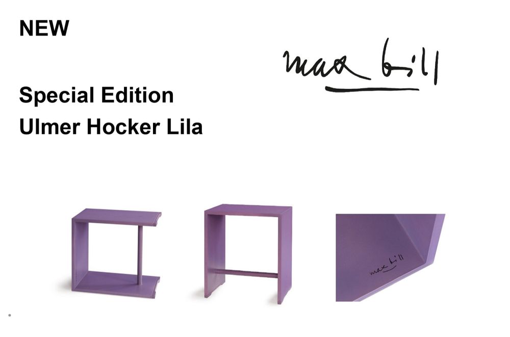 Ulmer Hocker Max Bill Lila LIMITED EDITION von wb form, Designklassiker als Sitzmöbel und Beistelltisch.