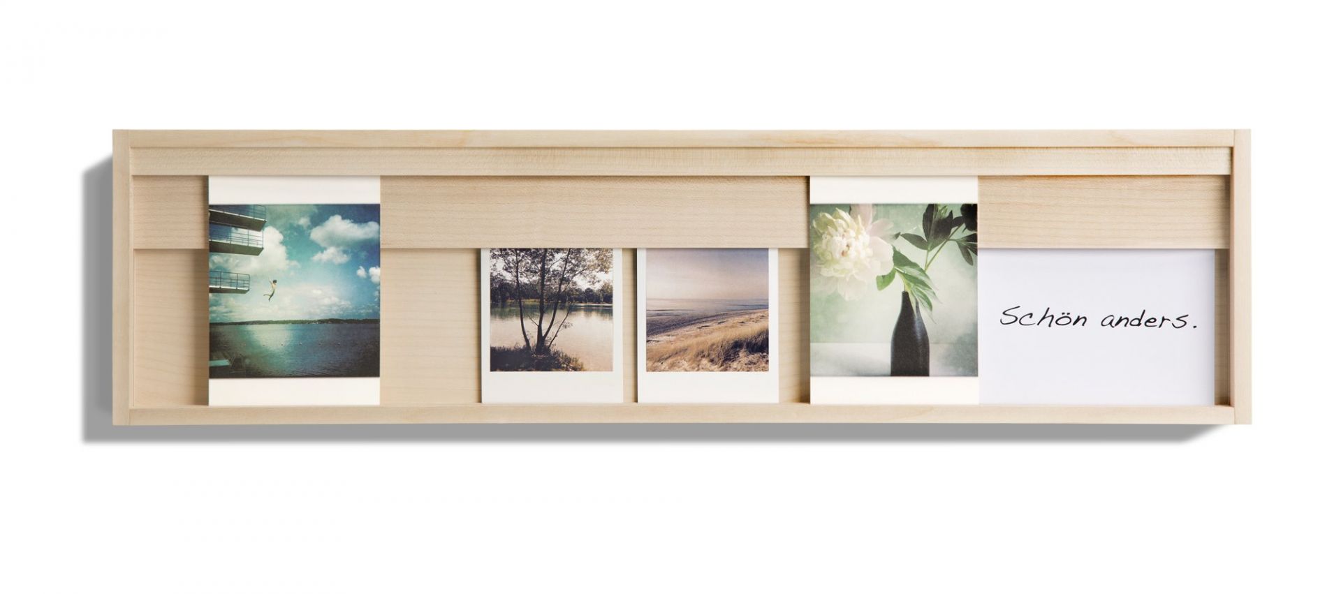 Holz Bilderrahmen Side by Side für Fotos und Karten, mit austauschbaren Motiven und Spruch.