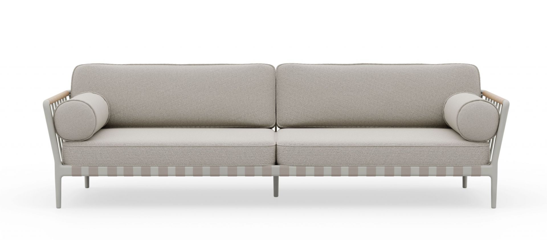 Open-Air 3-Sitzer Outdoor Sofa Vipp in Beige: Bequemes Gartensofa mit Kissen für Terrasse und Balkon.