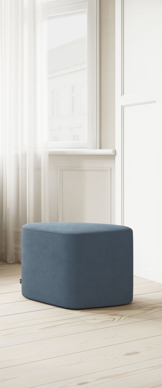 Madison Pouf Hocker in Schieferblau: Moderner, quadratischer Sitzhocker für Wohnzimmer und Entspannung.