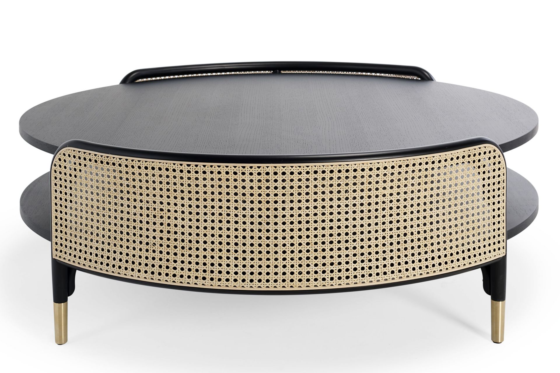 DETOUR Couchtisch von Wiener GTV Design mit Wiener Geflecht und schwarzer Tischplatte. Moderner Wohnzimmertisch.