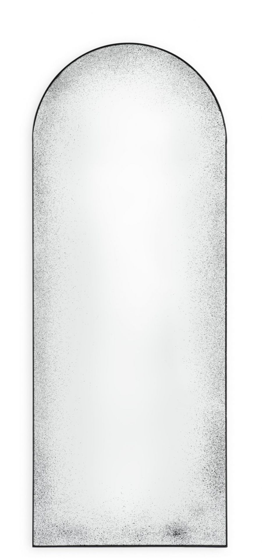 Ethnicraft Gate Spiegel: Klarer, großer Bodenspiegel mit schwarzem Rahmen und abgerundeter Oberseite.