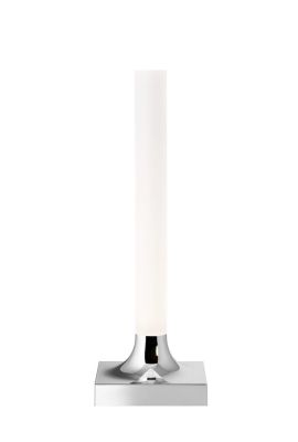 Goodnight Akkuleuchte von Kartell: Moderne Tischleuchte mit verchromtem, poliertem Sockel und LED-Leuchte.