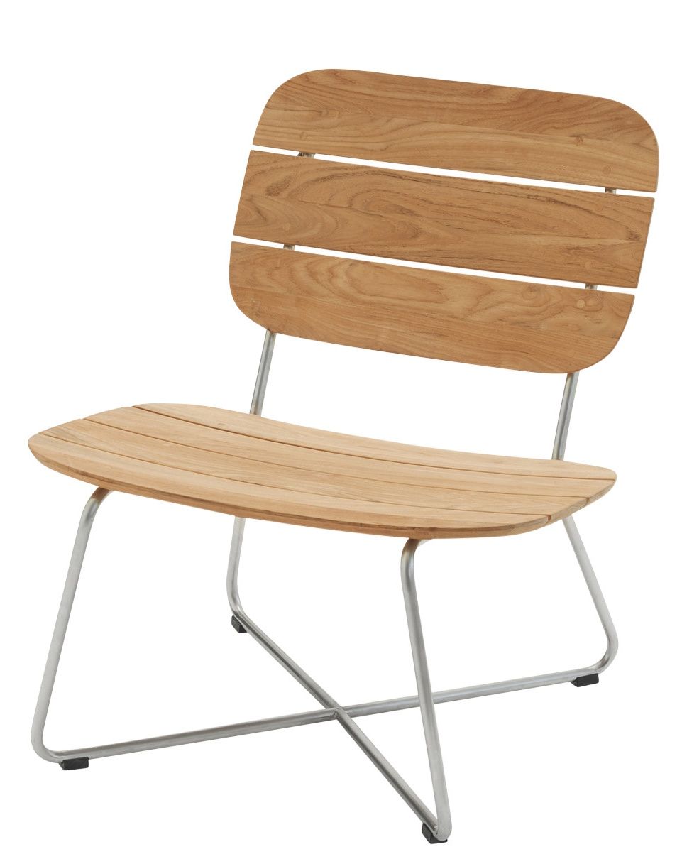 Lilium Lounge Chair: Outdoor Stuhl aus Teakholz mit Stahlgestell von Skagerak.