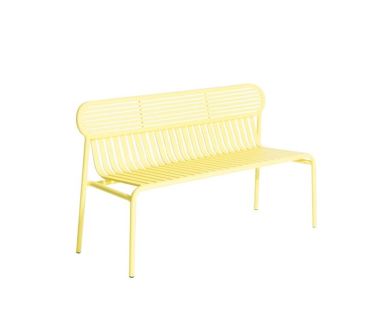 Week-End Gartenbank von Petite Friture in Gelb: Moderne Outdoor Bank mit Rückenlehne für Garten und Terrasse.