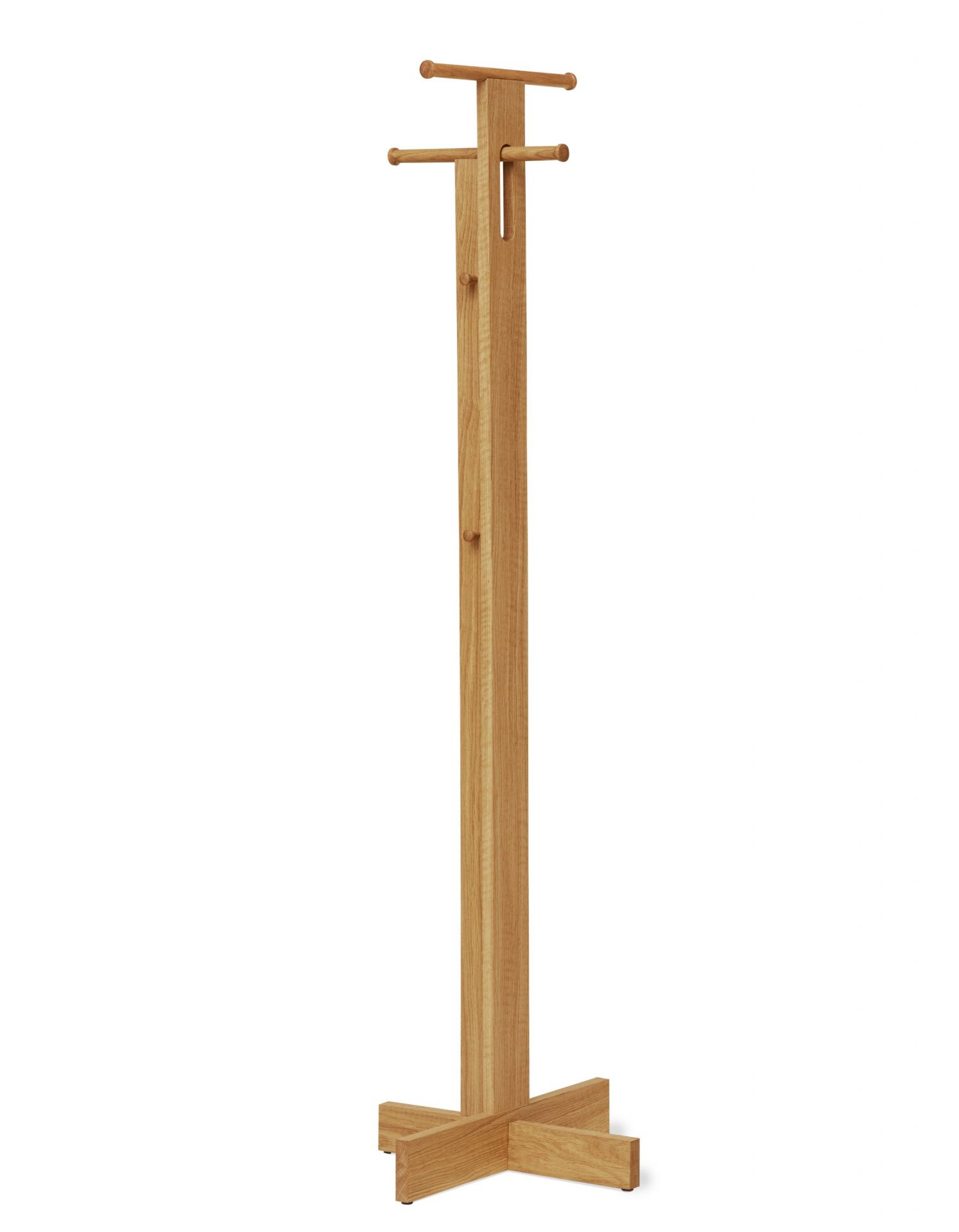 Foyer Garderobenständer aus hellem Holz, minimalistisches Design für Flur und Eingangsbereich. Kleiderständer mit Ablage.