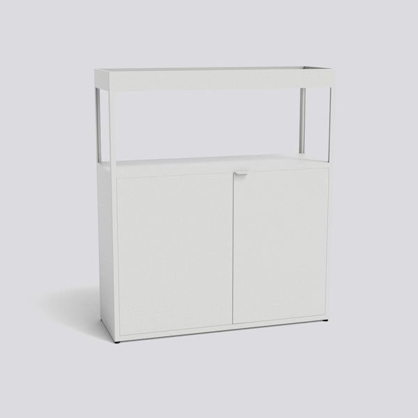 Weißes New Order Sideboard von Hay mit zwei Türen und offenem Regalaufsatz.