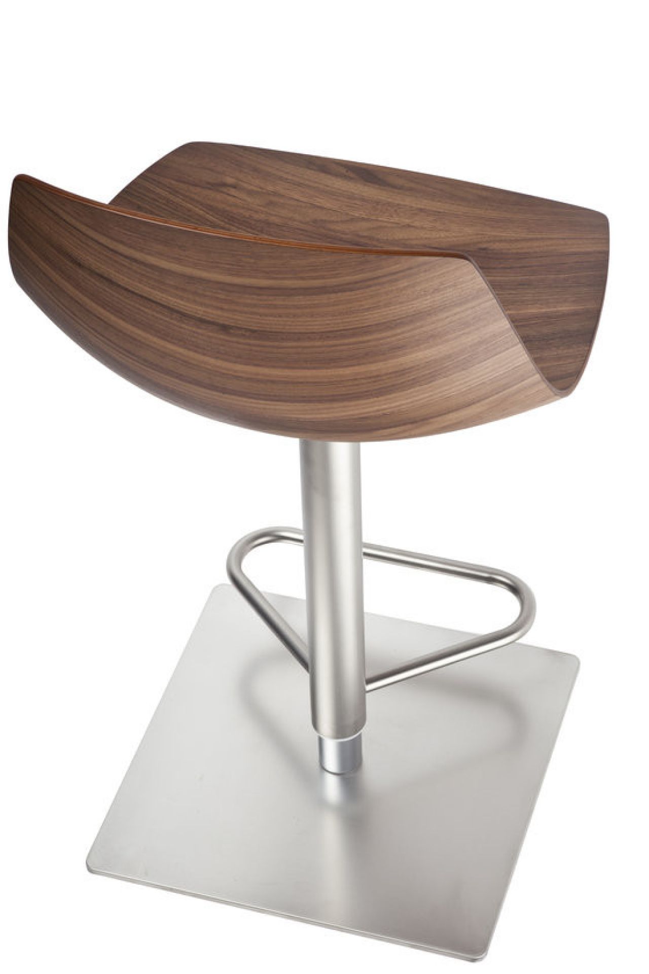 Miunn Barhocker mit Holzschale und Edelstahlfuß, moderner Hocker für Küche oder Bar.