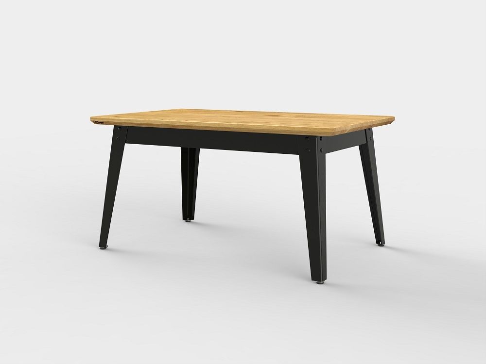 6Grad Couchtisch Jan Cray mit Wildeiche Tischplatte und schwarzem Metallgestell. Moderner Wohnzimmertisch.