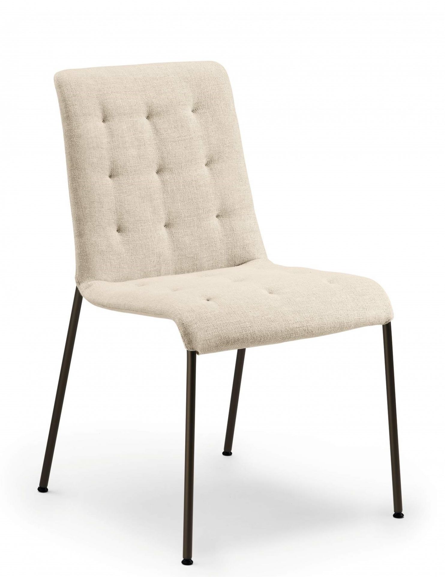 Liz Softpolster Stuhl mit beigem Stoffbezug und Knopfheftung, ideal für Esszimmer und Wohnbereich.