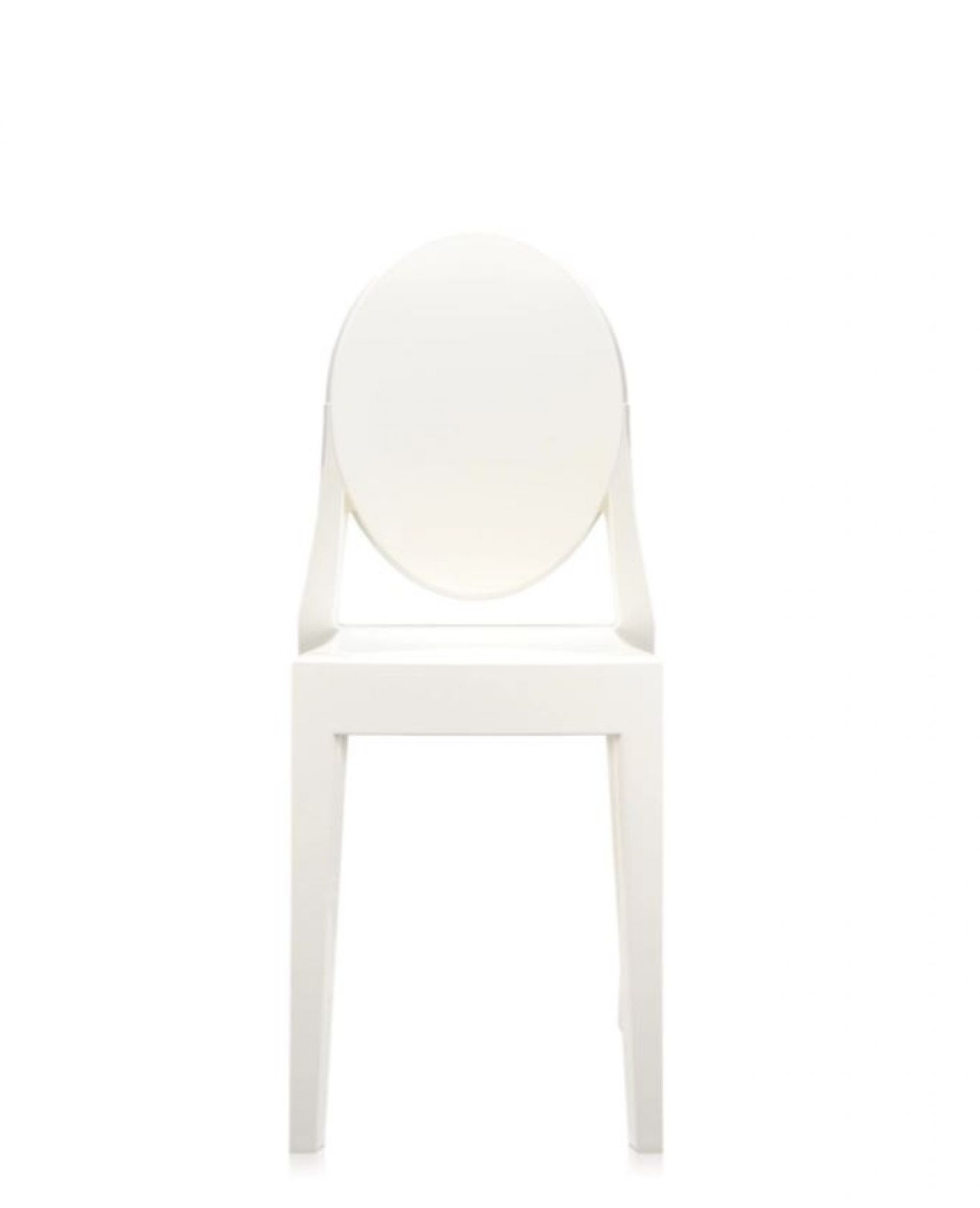 Weißer Victoria Ghost Stuhl von Kartell, moderner Design Stuhl mit runder Rückenlehne für Esszimmer.