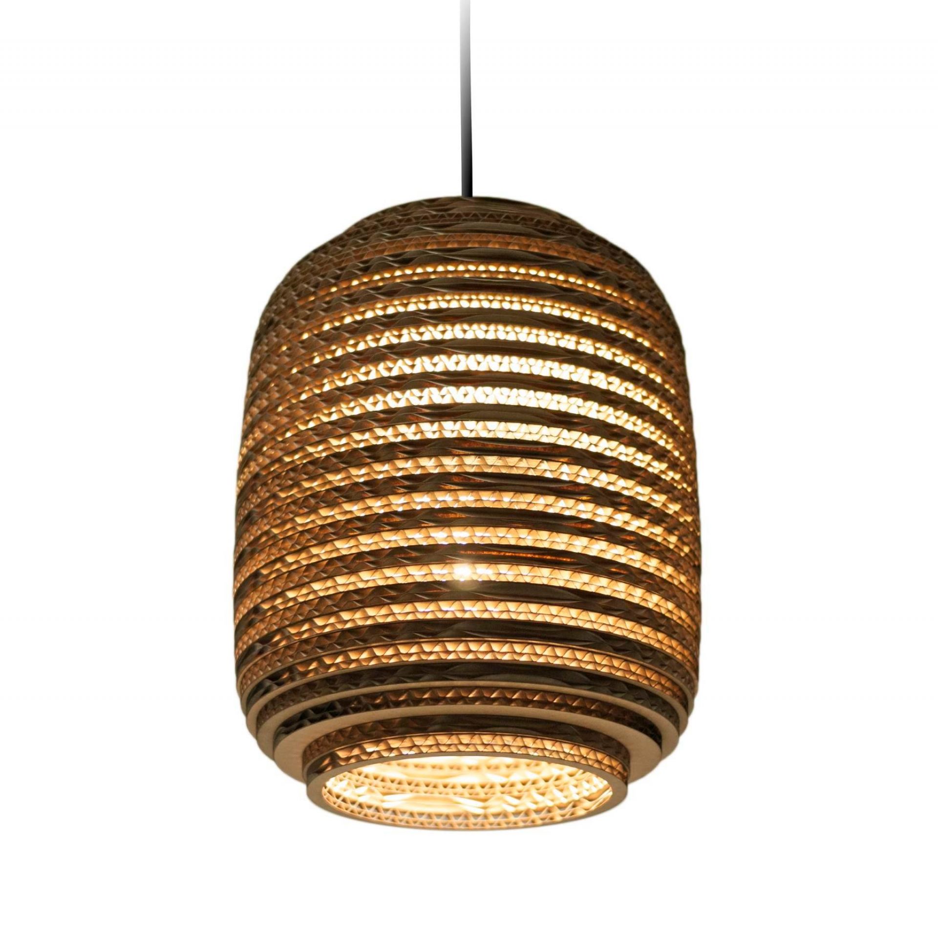Ausi8 Scraplights Hängeleuchte aus recycelter Pappe, warmes Licht, nachhaltige Lampe für Wohnzimmer.