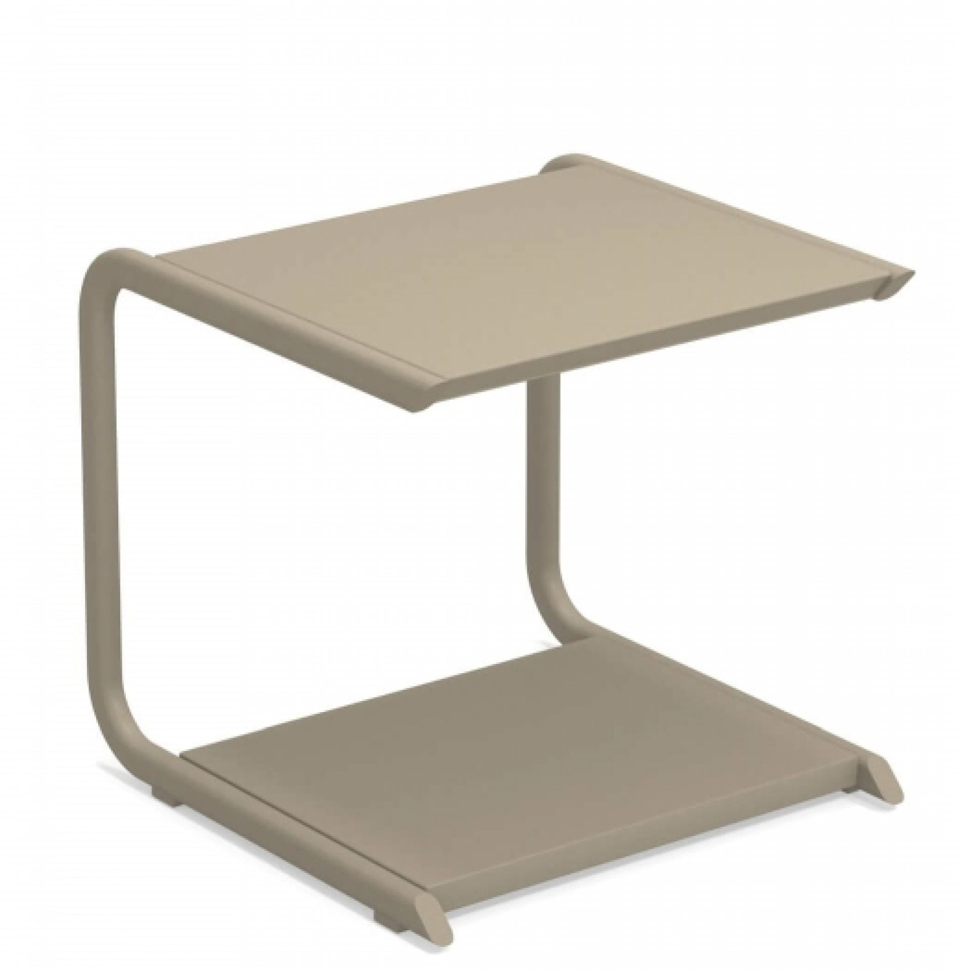 Holly Coffee Table: Moderner Beistelltisch in Zementoptik mit zwei Ablageflächen für Wohnzimmer und Garten.