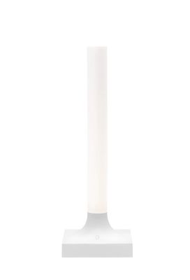 Goodnight Akkuleuchte von Kartell, weiße Tischleuchte mit Akku, modernes Design für Nachttisch oder Tisch.