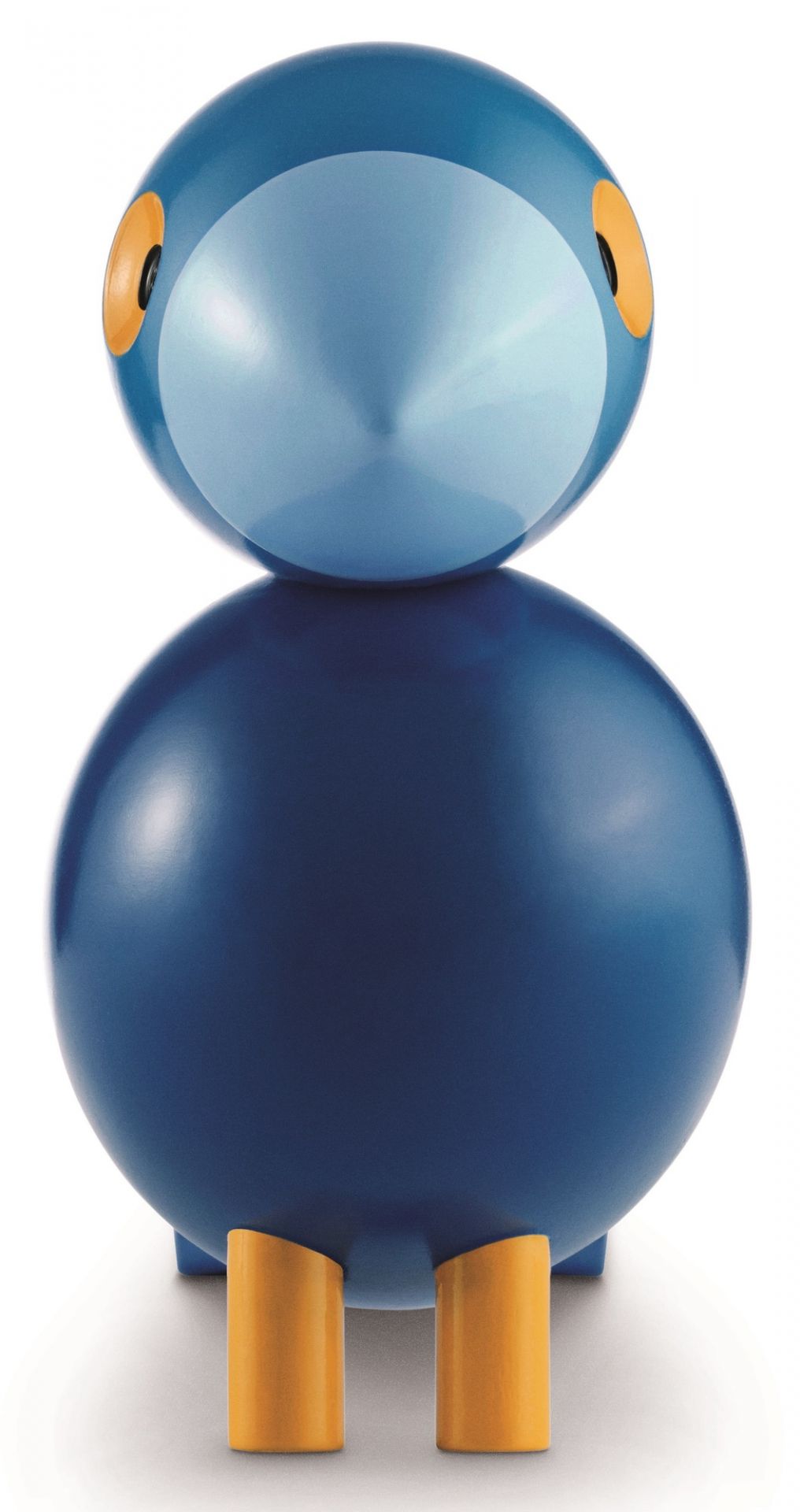 Blauer Kay Bojesen Songbirds Singvogel aus Holz, moderne Dekofigur für Wohnzimmer und Kinderzimmer.