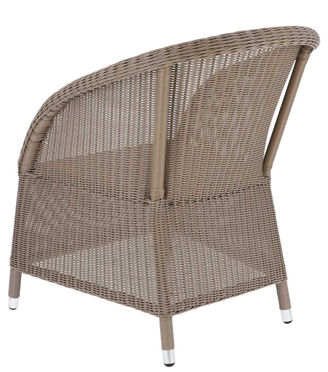 Rückansicht des Jan Kurtz Romantik Sessels für den Outdoor-Bereich, Geflecht beige.