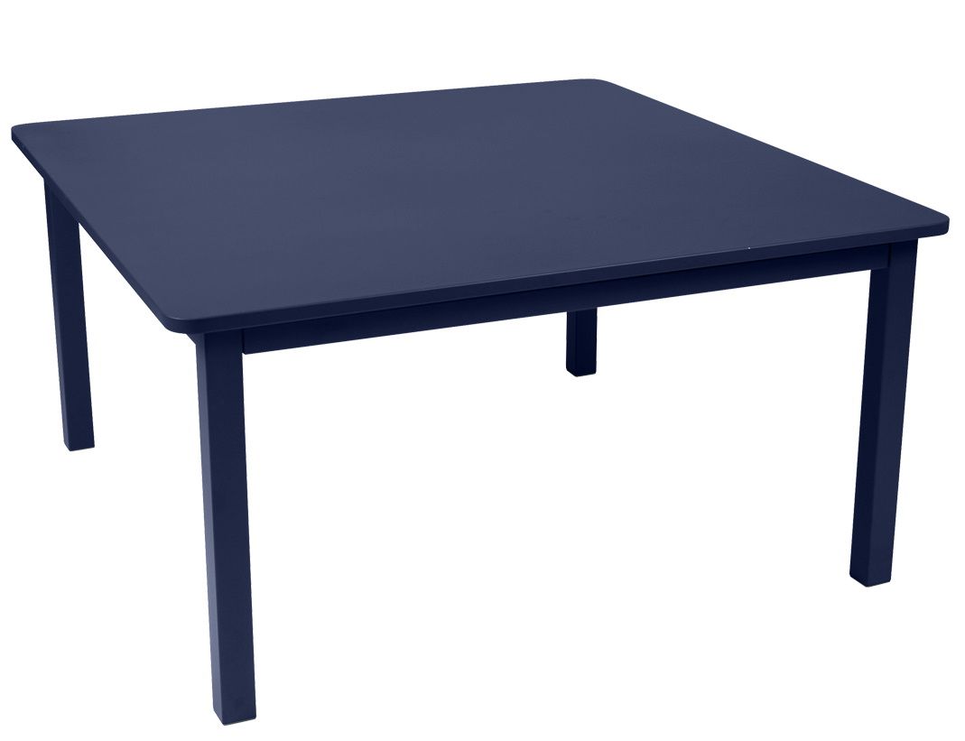 Blauer, quadratischer Craft Tisch von Fermob für den Außenbereich, ideal für Garten und Terrasse.