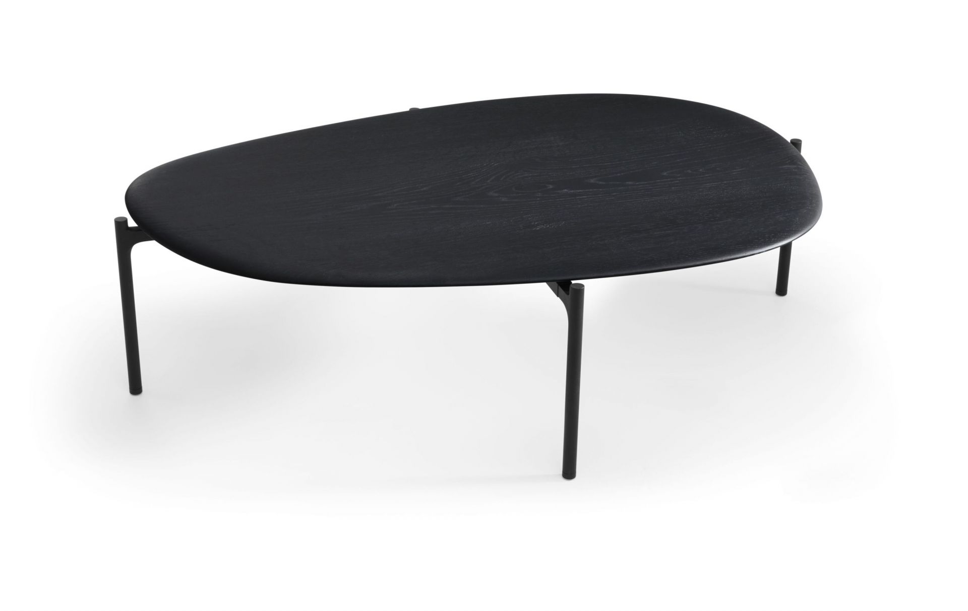 Schwarzer Ishino Beistelltisch von Walter Knoll mit Holzplatte und filigranem Metallgestell.