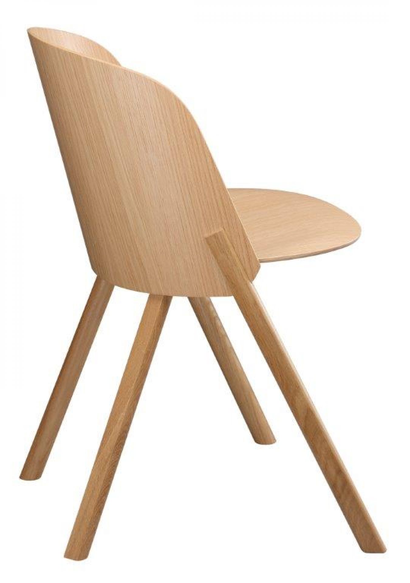 CH05 This Stuhl: Holzstuhl mit geschwungener Rückenlehne und drei Beinen, modernes Möbeldesign.