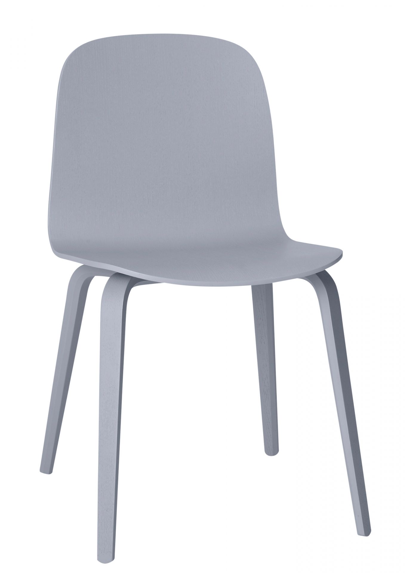 Visu Chair von Muuto mit Holzbeinen in Grau, moderner skandinavischer Stuhl für Esszimmer und Büro.