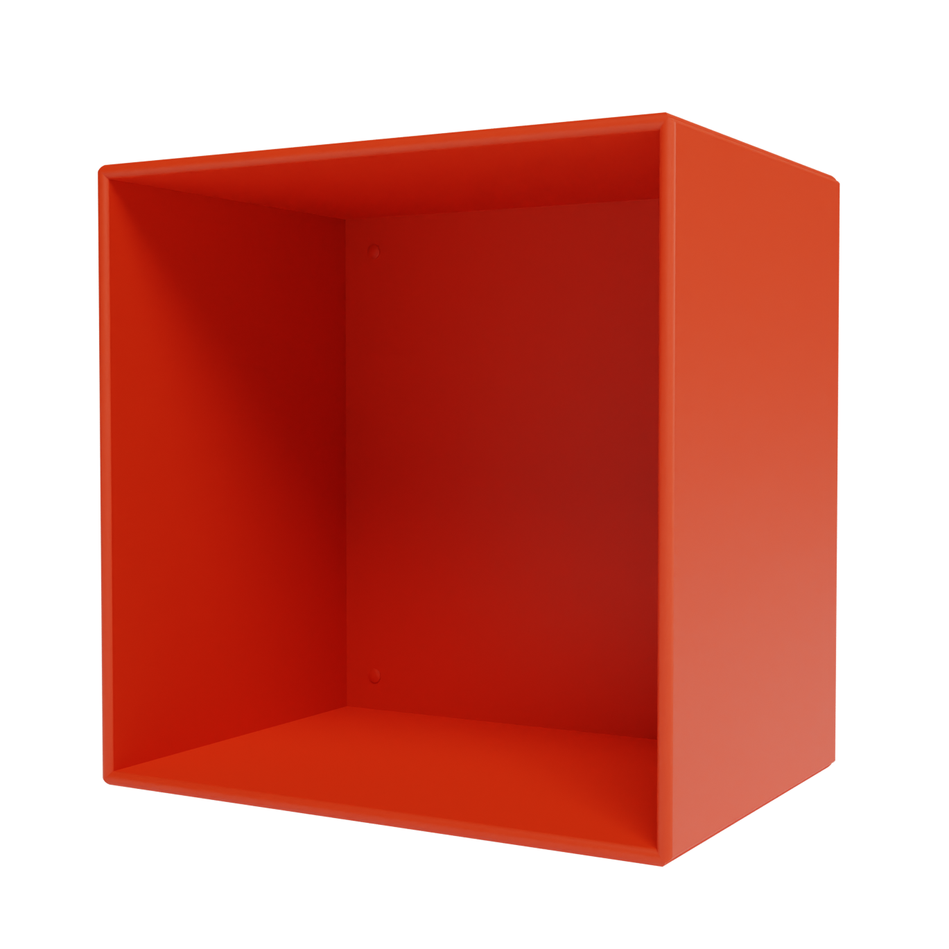 Rotes Montana Mini Modul, offenes Regal zur Wandmontage oder als dekoratives Element.