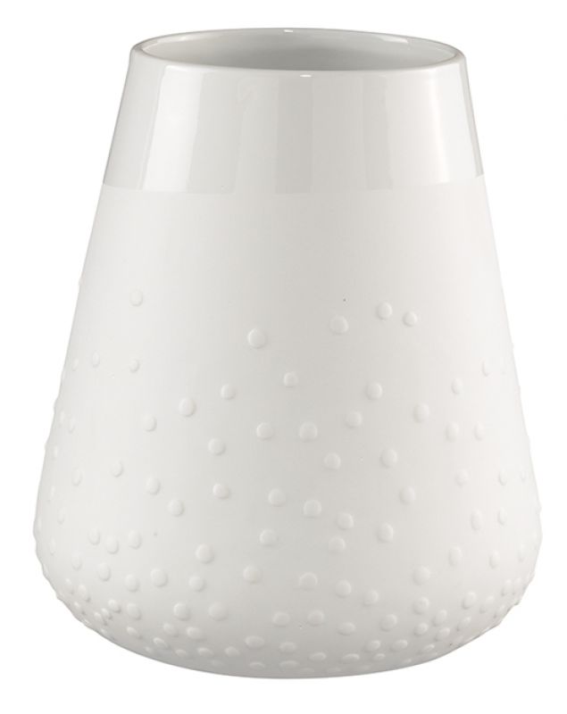 Weiße Zuhause Poesie Porzellanvase mit Punktmuster, ein stilvolles Deko-Objekt für Wohnzimmer und Tischdekoration.