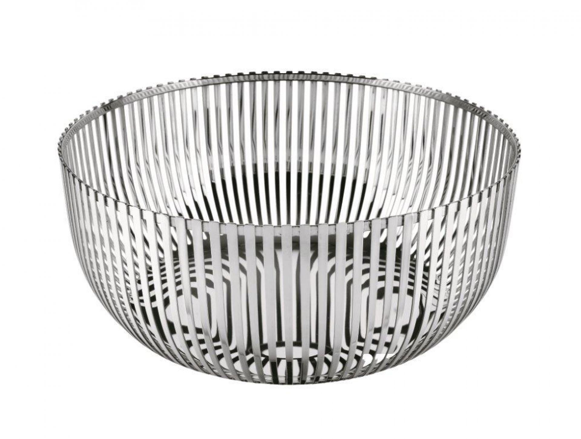 Alessi Obstschale PCH05/24 aus glänzendem Edelstahl, modernes Design für Küche und Esstisch.