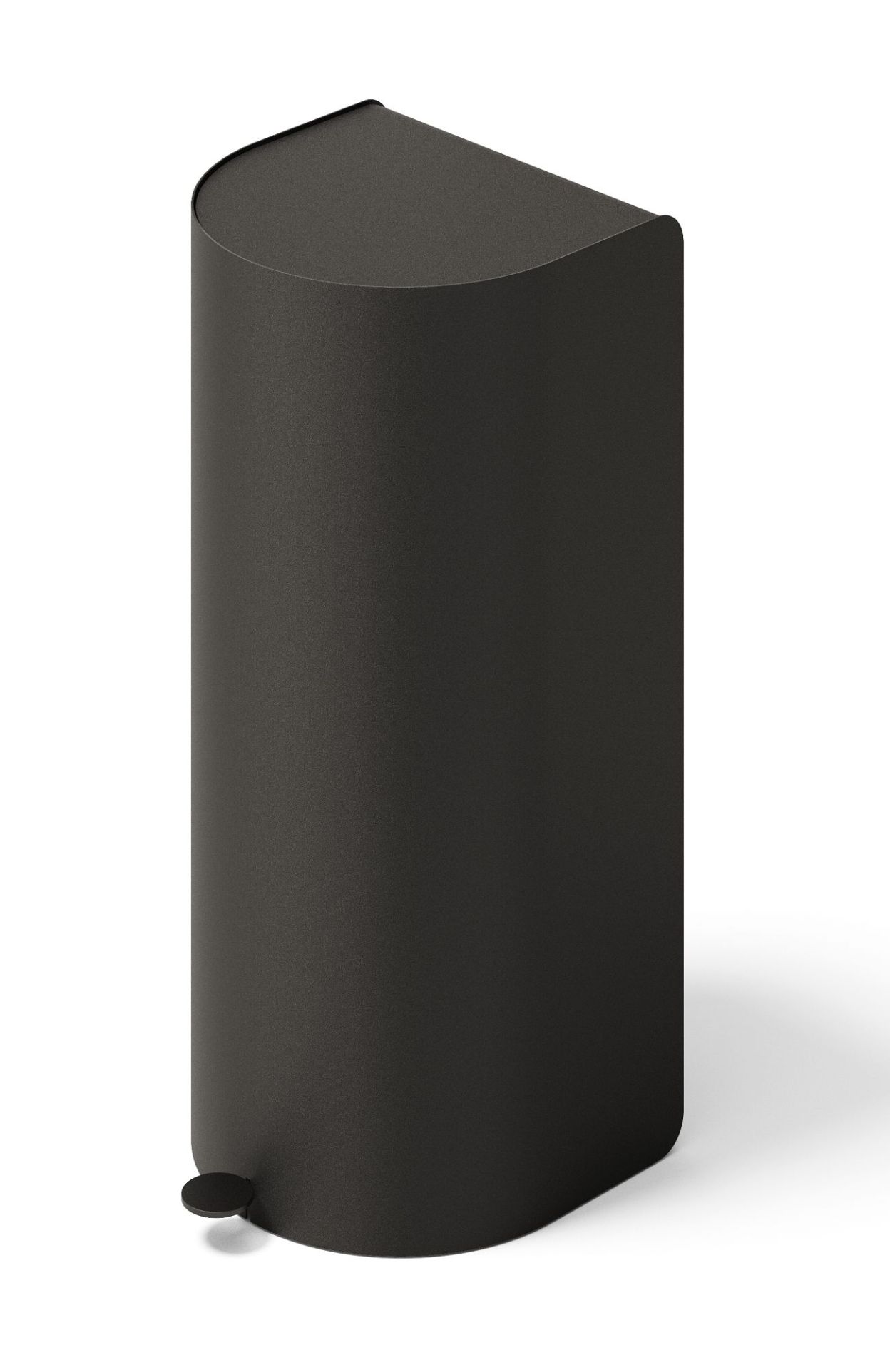 Schwarzer, halbrunder Treteimer von Mizetto, Modell Pelican Pedal bin, für Büro und Bad.