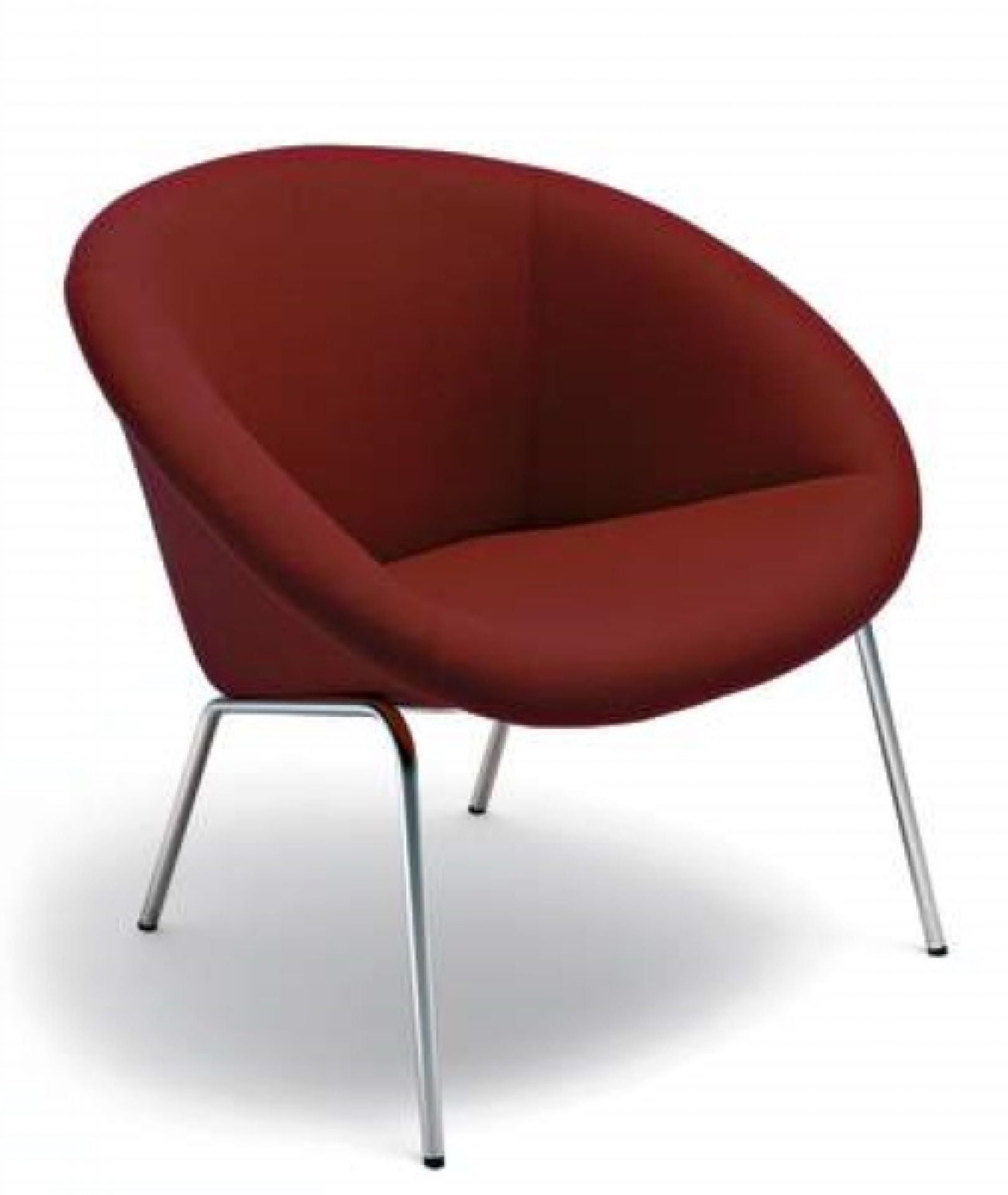 Roter 369 Sessel von Walter Knoll mit verchromten Beinen, modernes Design für Wohnzimmer.